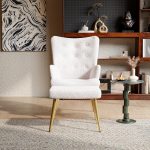 Stolica s tabureom, gold bijela - - Image 9