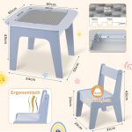 Dječiji sto sa 2 stolice, plavi - - Image 3