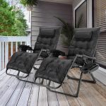 Drvena ležaljka na sklapanje, set od 2, crna boja -