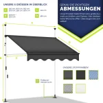 Balkonska tenda 250 cm, tamno siva -