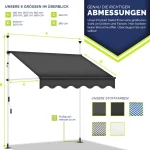 Balkonska tenda 250 cm, crna -