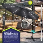 LED suncobran solar 300 cm, antracit - - Image 4