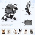 3 u 1 sklopiva kolica za ljubimce 30 kg, siva - - Image 2