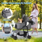 3 u 1 sklopiva kolica za ljubimce 30 kg, siva - - Image 3