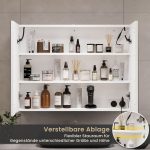 Ormarić s ogledalom, LED, 70X16X60 cm, bijeli - - Image 4