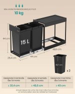 Kanta za smeće s dva odjeljka 2x15L - Image 4