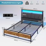 Metalni okvir za krevet 140x190 cm s LED rasvjetom, -