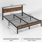 Metalni okvir za krevet 140x190 cm s LED rasvjetom, -