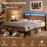 Metalni okvir za krevet 140x190 cm s LED rasvjetom, - - Image 6