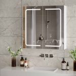 LED kupatilski ormarić, 2 vrata, 65x65x17 cm, bijeli -