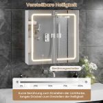 LED kupatilski ormarić, 2 vrata, 65x65x17 cm, bijeli - - Image 3