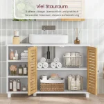 Kupatilski ormarić od bambusa 90x60x30 cm, bijeli - - Image 2