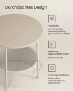 Okrugli bočni stolić s platnenom košarom - Image 5