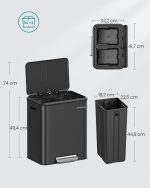 Kuhinjska kanta za otpad, 2x15L, crna, soft-close - - Image 6