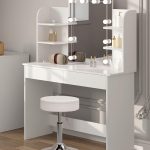 Moderni bijeli kozmetički stolić s LED rasvjetom