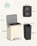 Kanta za otpad, soft-close, 2x15L, bež - - Image 3