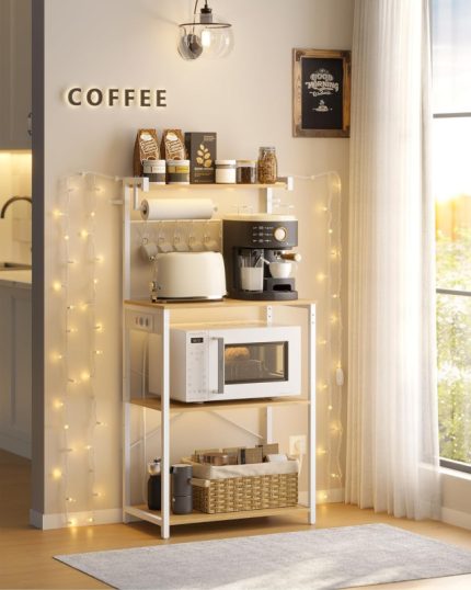 Kuhinjska polica, 4 nivoa, 60x40x140 cm, bijelo-zlatna