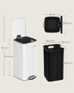 Kuhinjska kanta za otpad 30L, soft-close, bijela - - Image 7