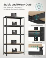 Čelični regal s 5 nivoa, 50x100x200 cm, crni - - Image 4