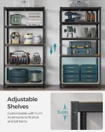 Čelični regal s 5 nivoa, 50x100x200 cm, crni - - Image 6