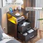 Noćni ormarić LED, crni - - Image 5