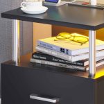 Noćni ormarić LED, crni - - Image 7