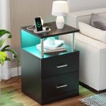 Noćni ormarić LED, crni - - Image 8