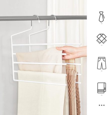 Set od 4 vješalice za odjeću, 5 redova, bijela -
