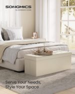 Ottoman tabure sa pretincem, 110cm, krem bijela - - Image 4