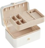 Kutija za nakit, 2-spratna, Rose Beige, bijela - - Image 4