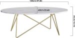 Ovalni stolić, imitacija mermera, bijelo-zlatni - - Image 2