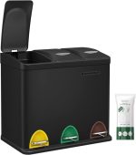 Kanta za otpad 3-u-1 sa pedalima - 24L, crna - - Image 3