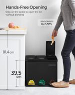 Kanta za otpad 3-u-1 sa pedalima - 24L, crna - - Image 4