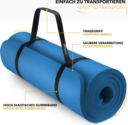 Podloga za jogu i fitness 185 cm, plava -