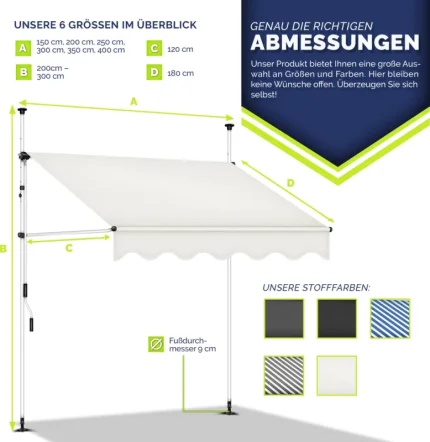 Balkonska tenda 150x180 cm. bež boja