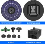 Solarna fontana s LED rasvjetom 4W, crna - - Image 2