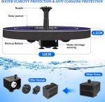 Solarna fontana s LED rasvjetom 4W, crna - - Image 5