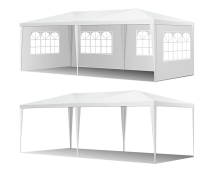 Šator za zabave 3x6m, svijetlo sivi krov i bijele stranic