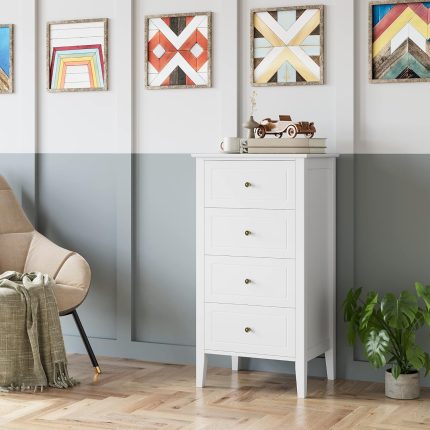 Bijela komoda s 4 ladice 50 x 40 x 95 cm