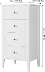 Bijela komoda s 4 ladice 50 x 40 x 95 cm - Image 3
