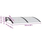 Nadstrešnica za vrata crna 150 x 100 cm polikarbonatna - Image 5
