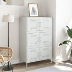 Visoka komoda bijela 68x39x113 cm čelična - Image 2
