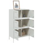 Visoka komoda bijela 68x39x113 cm čelična - Image 3