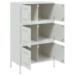 Visoka komoda bijela 68x39x113 cm čelična - Image 4