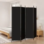 Pregrada za sobu s 4 panela, crna, 200x200 cm, tkanina
