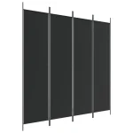 Pregrada za sobu s 4 panela, crna, 200x200 cm, tkanina - Image 2