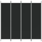 Pregrada za sobu s 4 panela, crna, 200x200 cm, tkanina - Image 3