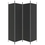 Pregrada za sobu s 4 panela, crna, 200x200 cm, tkanina - Image 4
