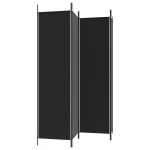Pregrada za sobu s 4 panela, crna, 200x200 cm, tkanina - Image 5