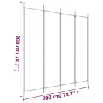Pregrada za sobu s 4 panela, crna, 200x200 cm, tkanina - Image 6